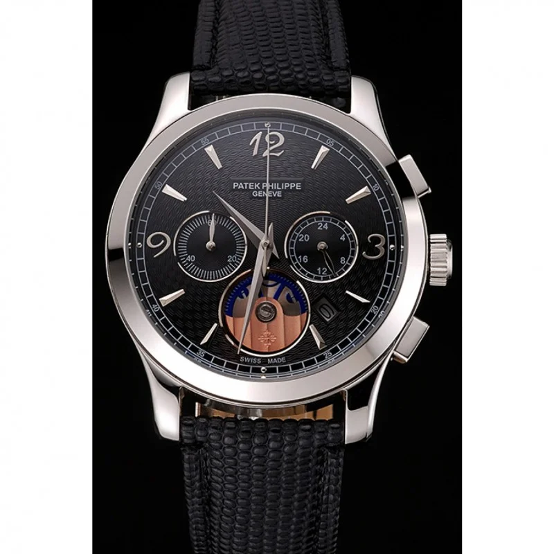 Patek Philippe Chronograph Guilloche Dial Black 43 mm, Stainless Steel