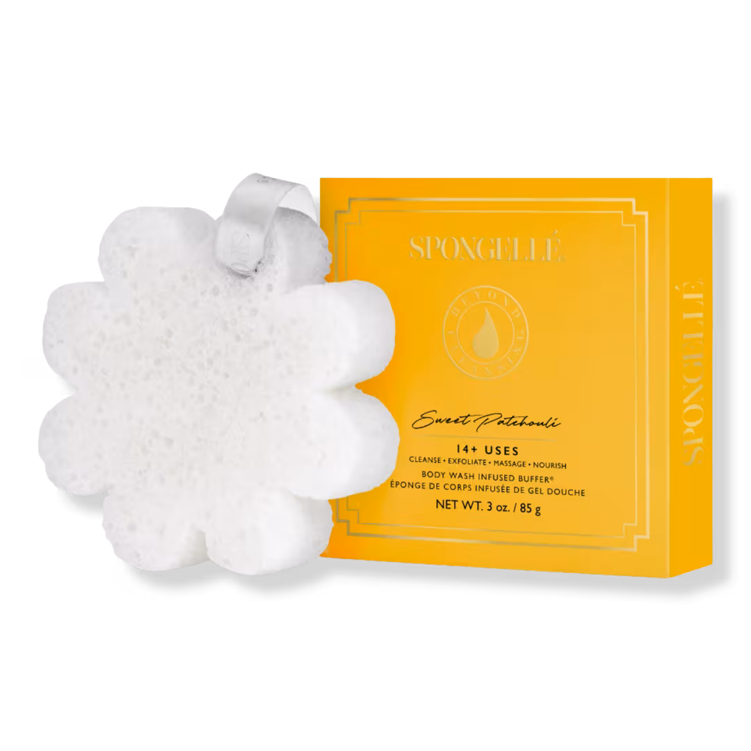 SPONGELLE  Sweet Patchouli Boxed Flower Body Buffer | Body Wash Infused Buffer