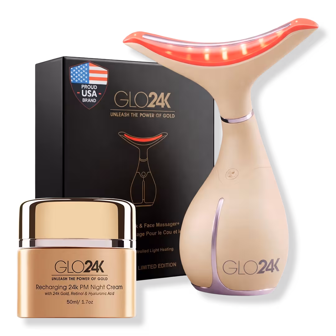 Glo24k  7 Color LED Neck & Face Device with 24K PM Night Cream