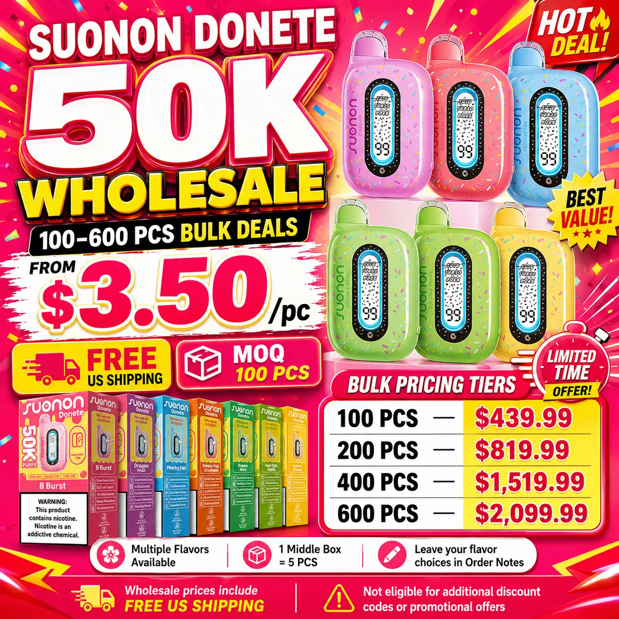 SUONON DONETE 50K Wholesale | 100-600 PCS Bulk Deals
