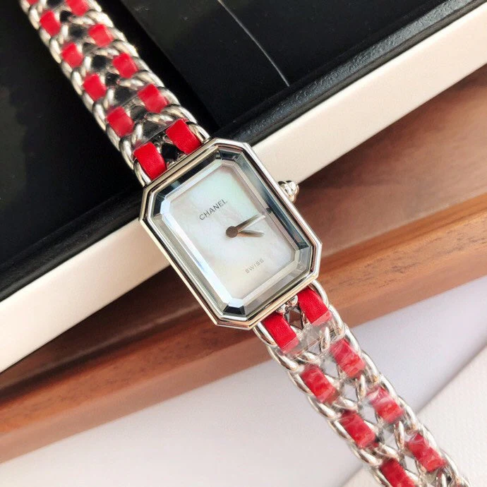 Chanel Watch PREMIERE ROCK SILVER CASE RED LEATHER