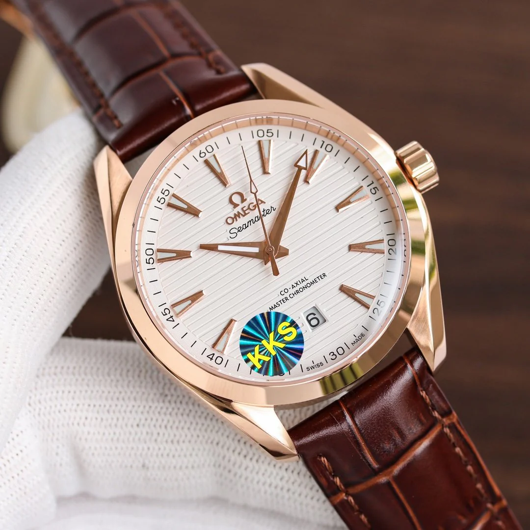 Omega Watch SEAMASTER AQUA TERRA 41MM ROSE GOLD CASE LEATHER STRAP