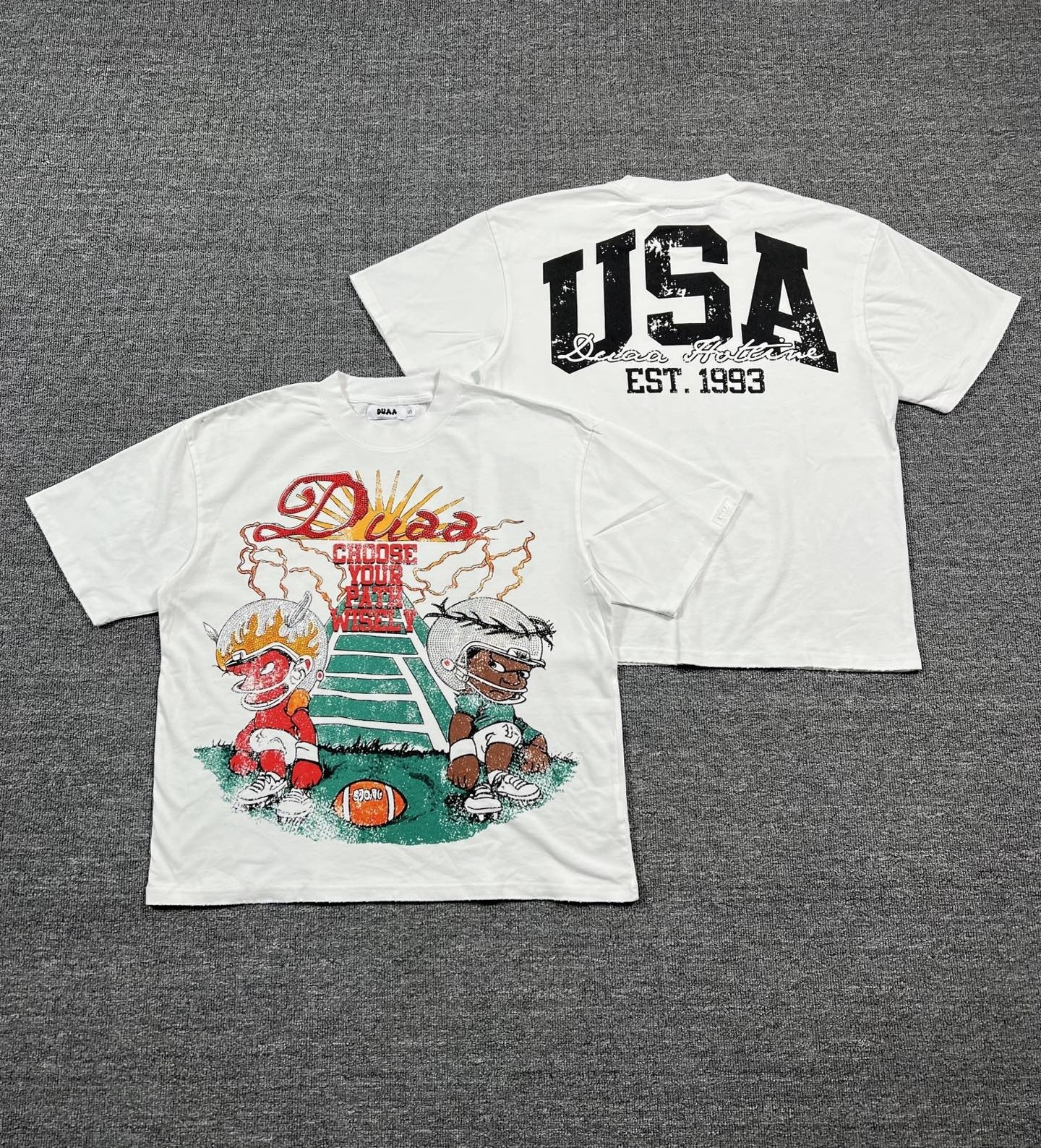 The latest trendy brand diamond-studded water-washed distressed short-sleeved T-shirt