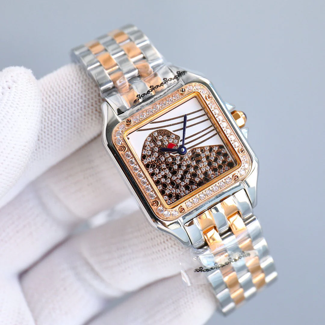 Cartier Watch PANTHERE 27MM PINK GOLD CASE DIAMOND BEZEL DIAMOND DIAL