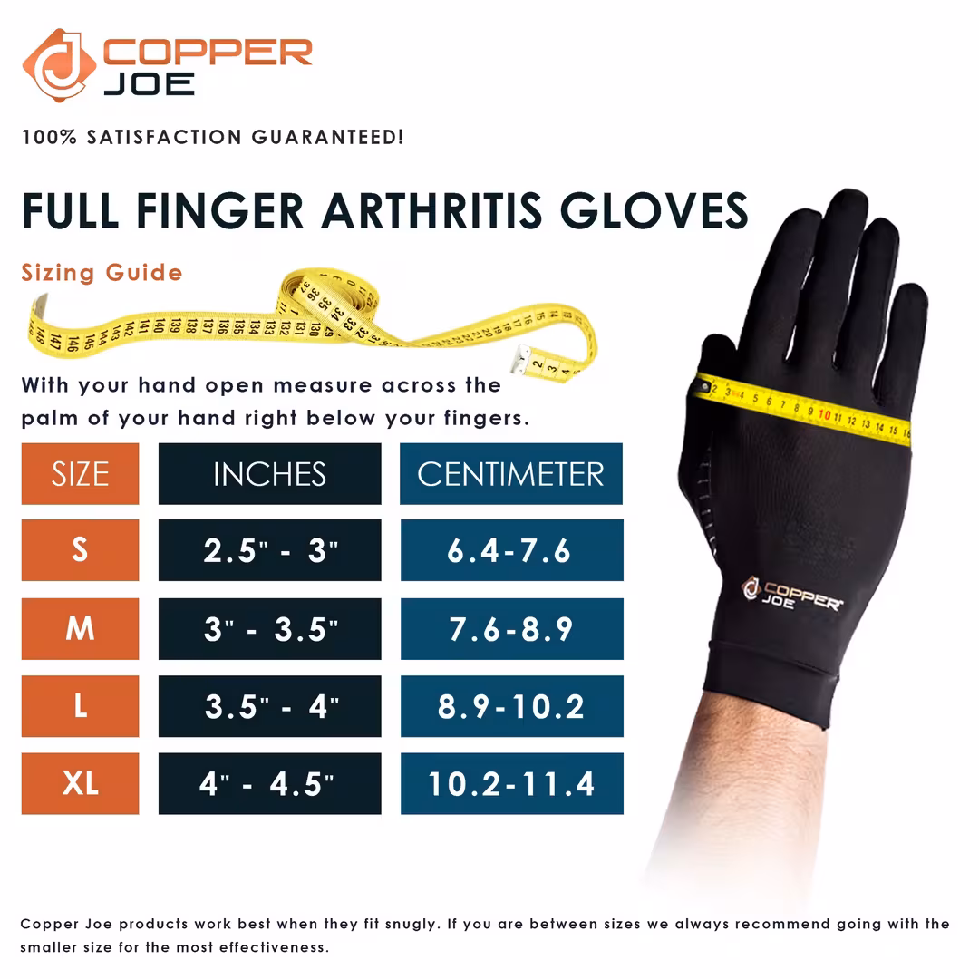 Copper Joe  Copper-Infused Full Finger Compression Gloves