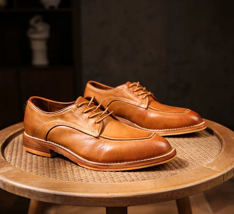 Handmade washed tire cowhide business dress leather shoes