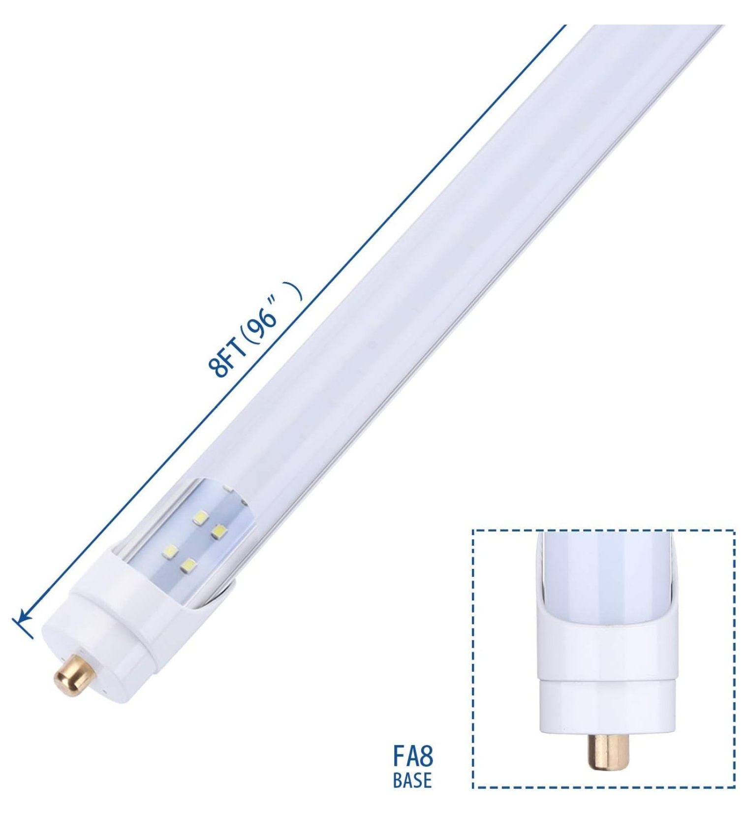 T8/T10/T12 LED Tube Light, 8 Foot 65W Shop Light Bulbs, Single Pin FA8 Base, Dual-End Power Ballast Bypass, Frosted Cover, 6000k, Fluorescent Tube Replacement,(8Pack),Ship from USA