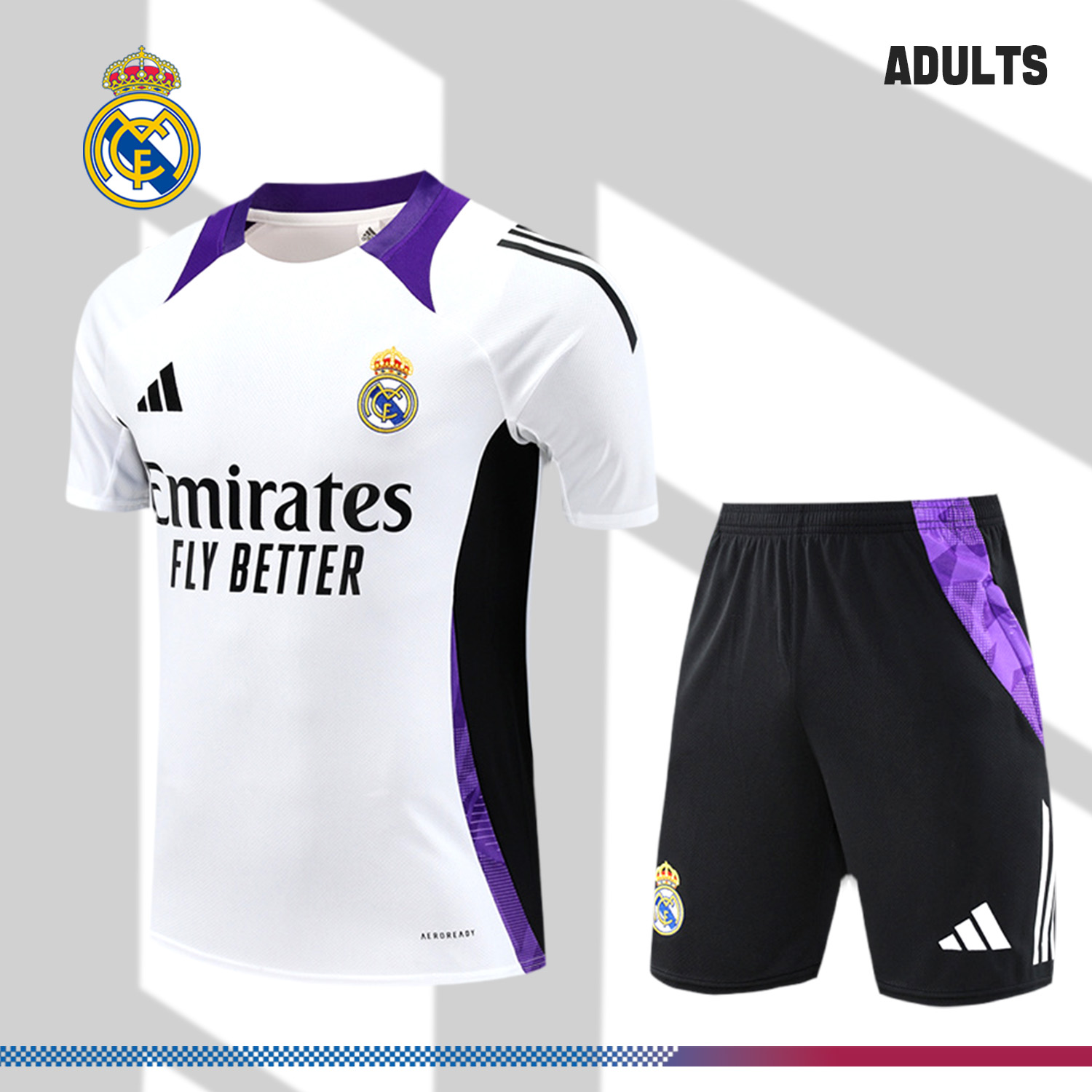 2024/2025 Real Madrid White Adult Short Sleeve Training Suit (Adult Kit)