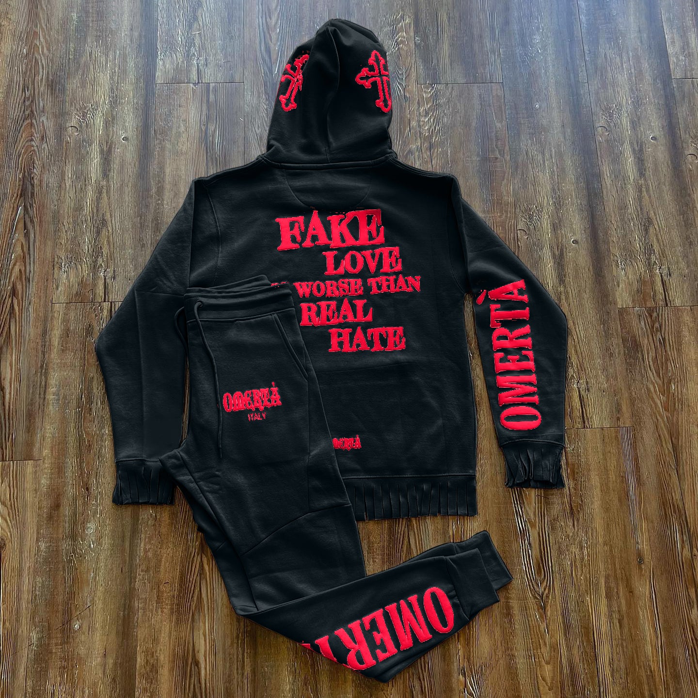 Trendy brand personalized tassel printed hoodie set