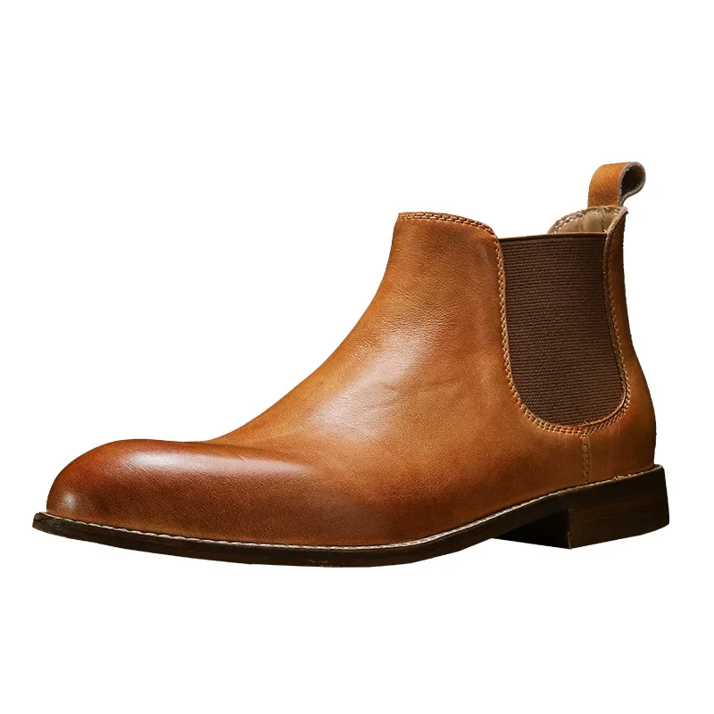 Men's handmade pointed chelsea boots