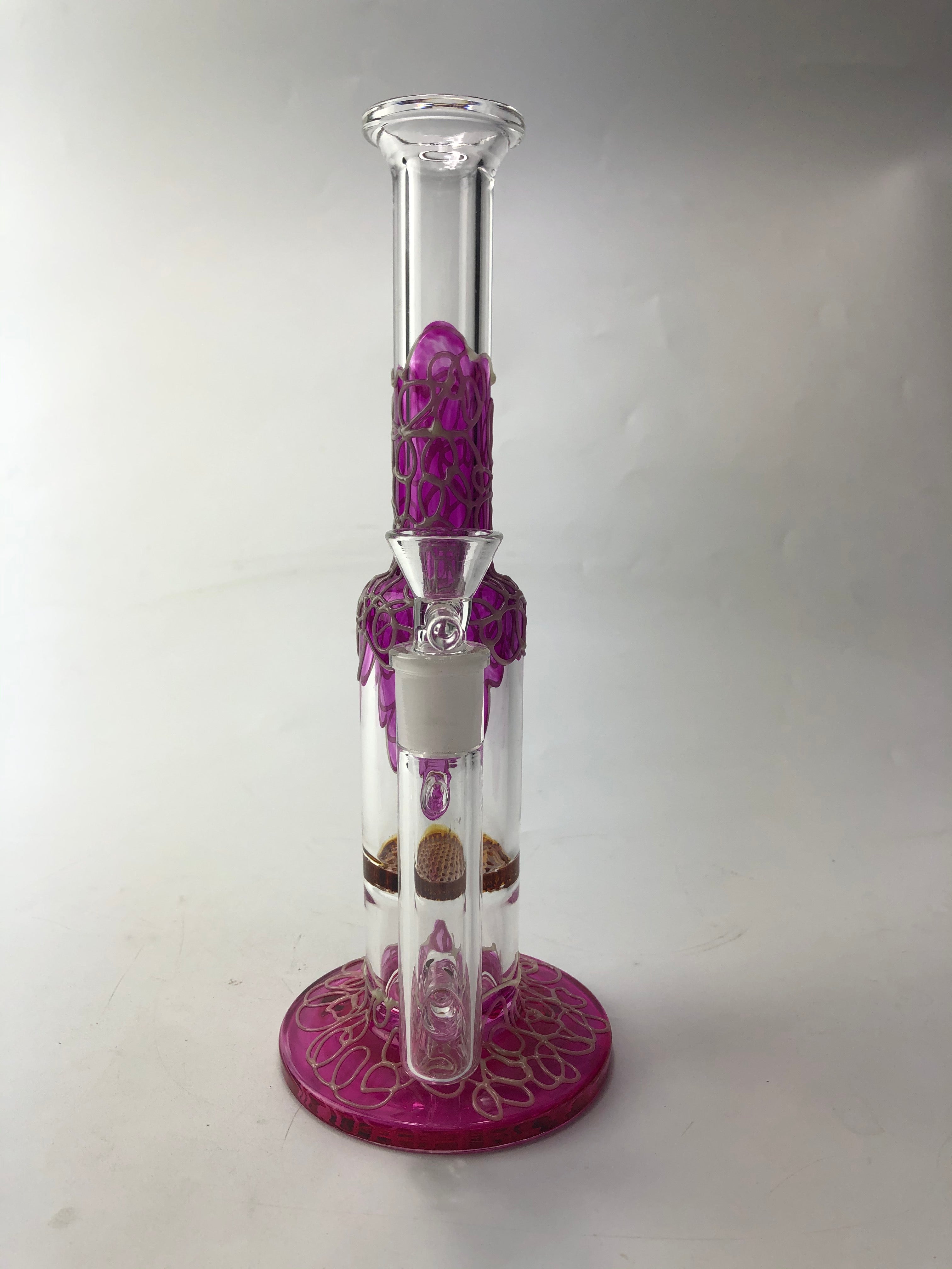 9 Straight Neck Glass Honeycomb Perc Bong