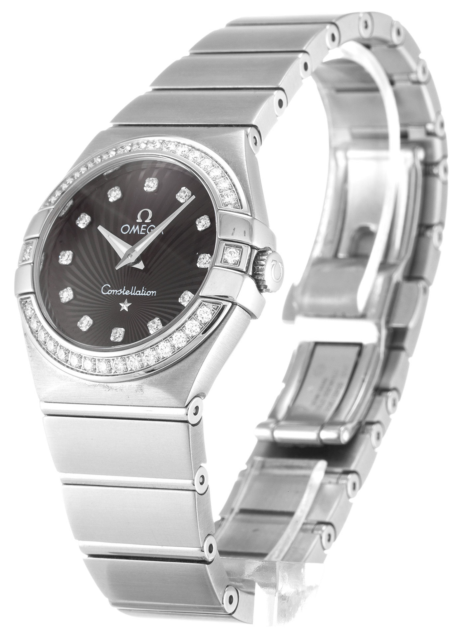 Replica Omega Constellation Small White Case Diamond Markers Lady 123.15.27.60.51.001 27MM