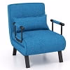 Costway Folding 6 Position Convertible Sleeper Bed Armchair Lounge Couch w/ Pillow Gray