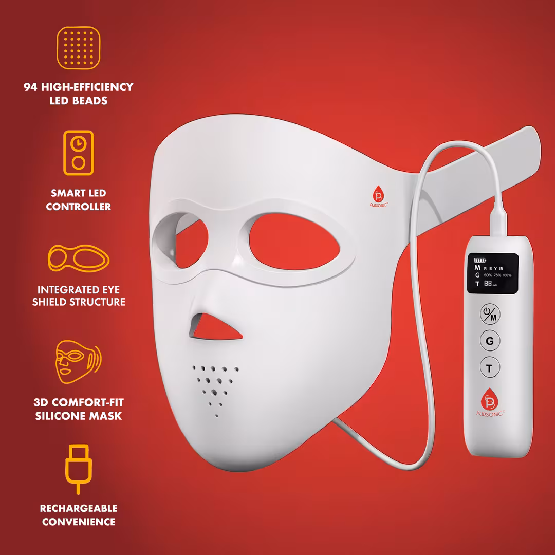 PURSONIC  3D Soft-Silicone LED Light Therapy Mask with Smart Controller