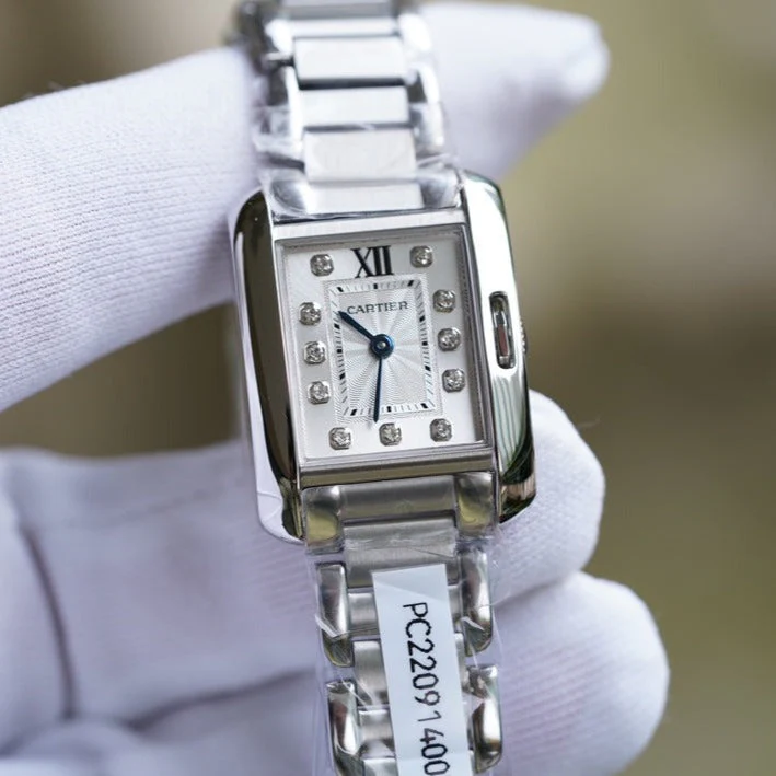 Cartier Watch TANK ANGLAISE STEEL DIAMOND NUMBERALS