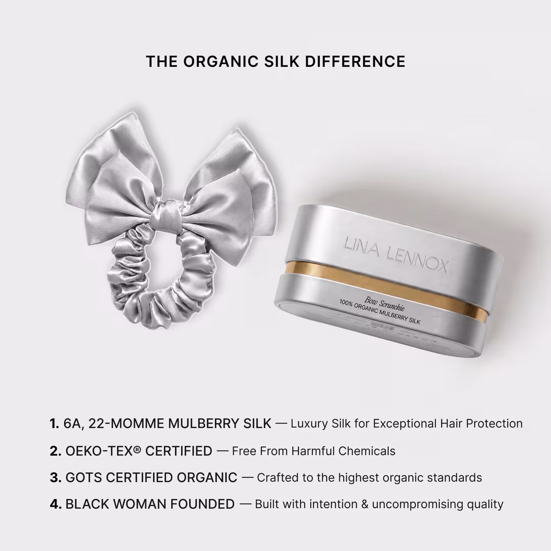 LINA LENNOX  Organic Silk Bow Scrunchie