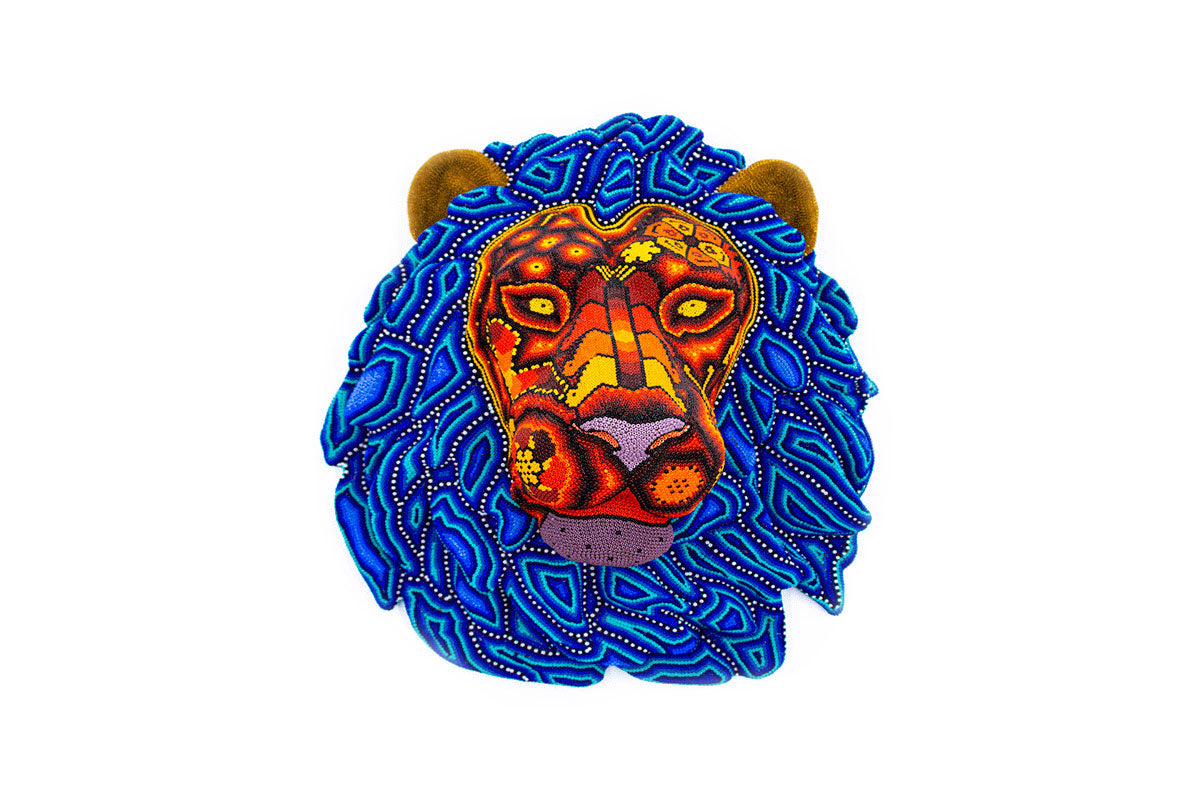 Cabeza de León - Obra de Arte Huichol