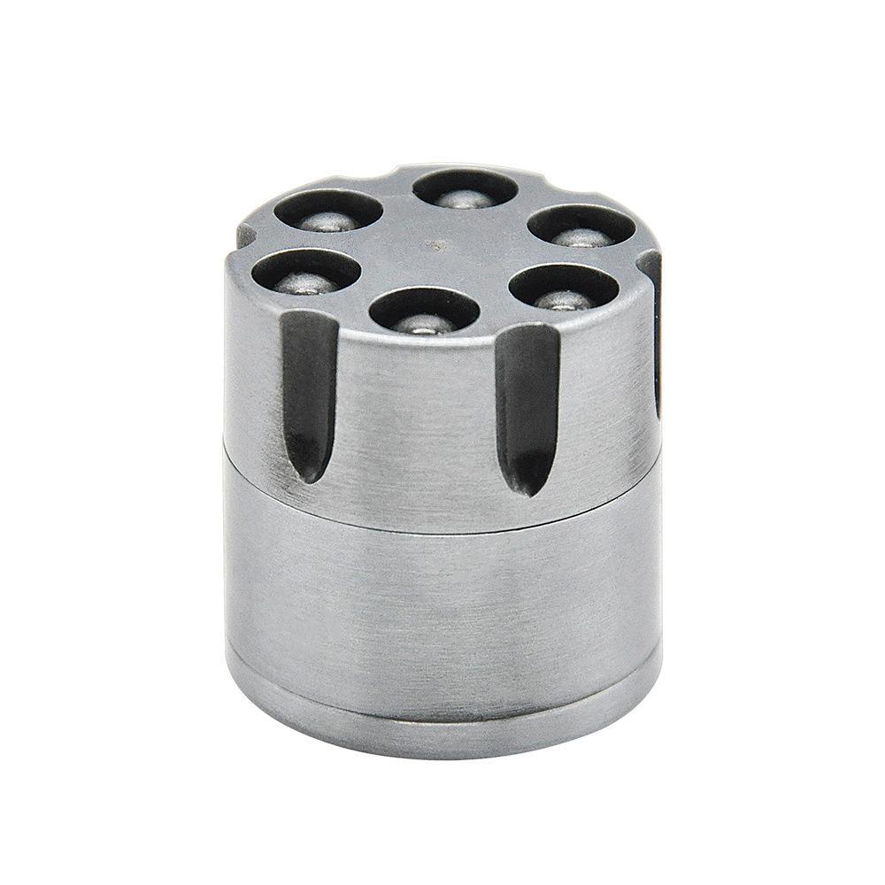 Revolver 6 Shooter 30mm 3 Layer Aluminium Novelty Herb Grinder (Silver/White)