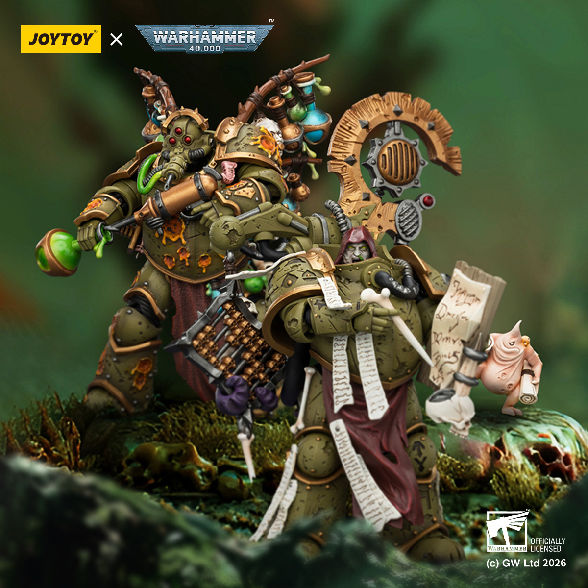 JOYTOY Warhammer 40k 1: 18 Death Guard Biologus Putrifier and Tallyman - JOYTOY WORLD