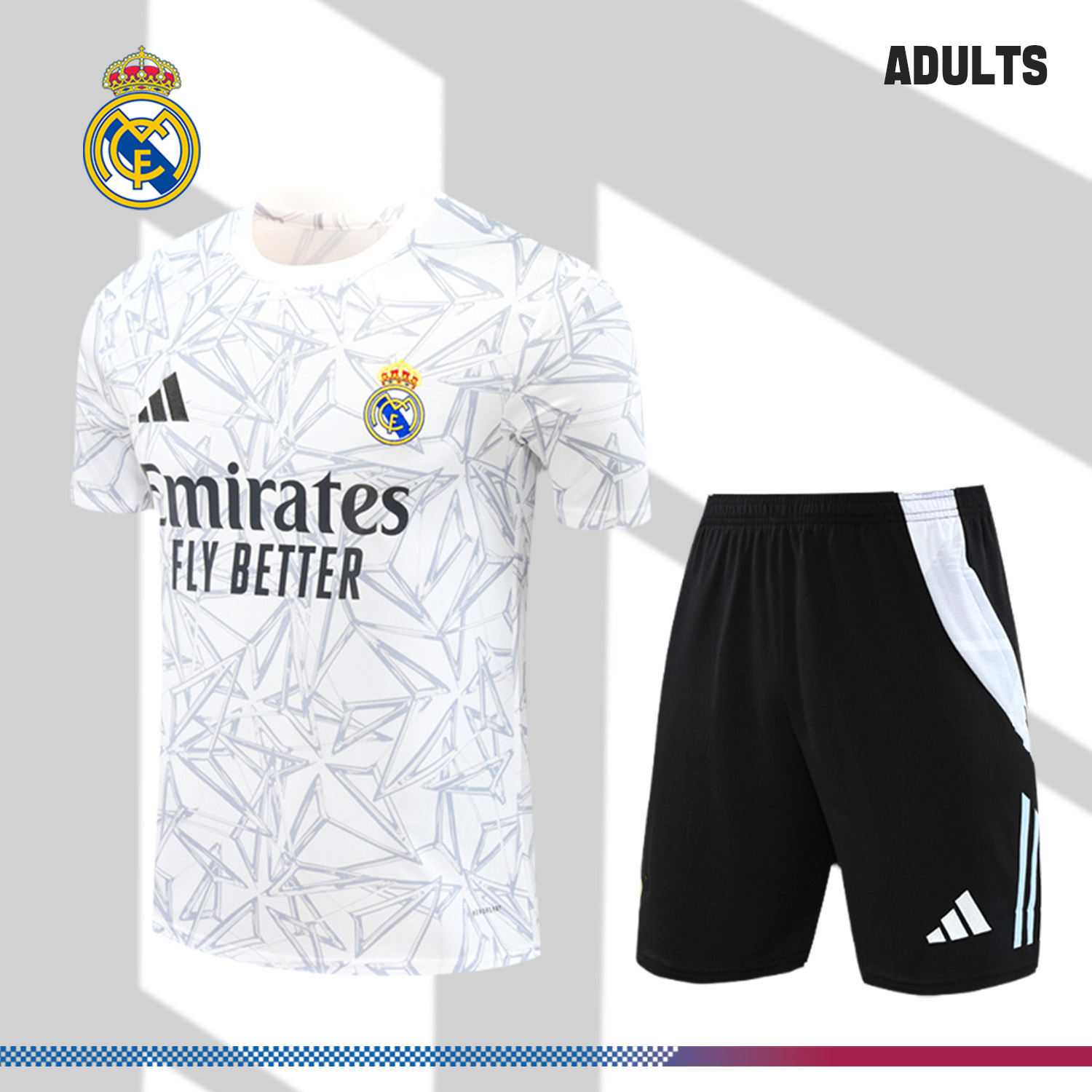 2024/2025 Real Madrid White Adult Short Sleeve Training Suit (Adult Kit)