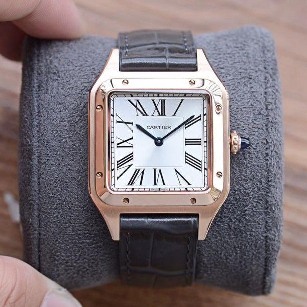 Cartier Watch SANTOS DUMONT QUARTZ 33MM ROSE GOLD LEATHER