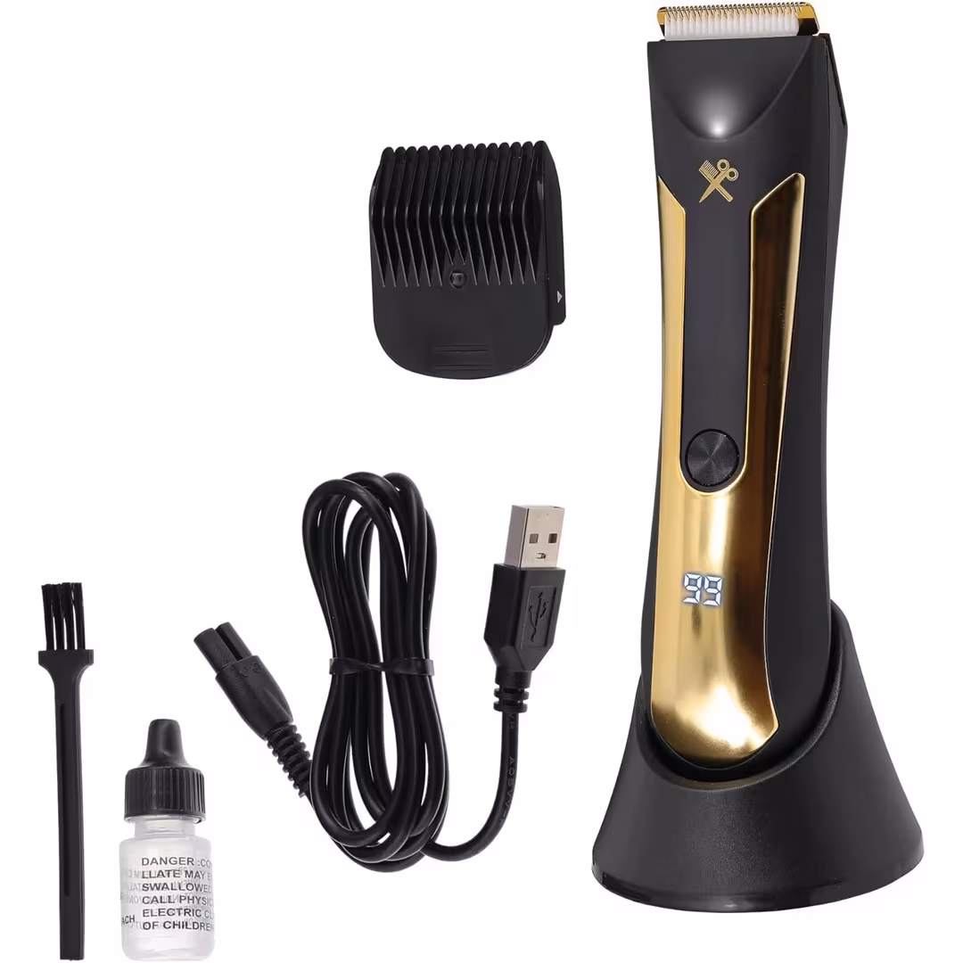 Cutting Edge  Mens Waterproof Rechargeable LCD Indicator Body Trimmer with Light