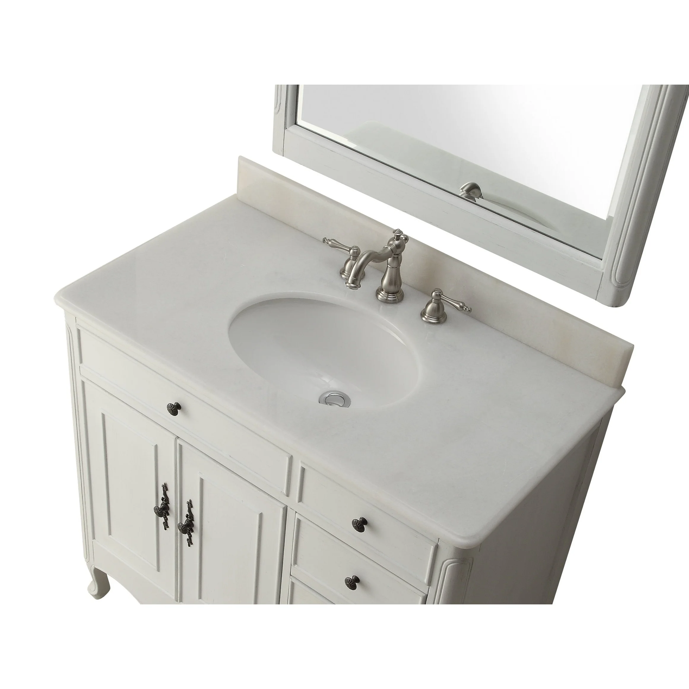 Chans Furniture 38" Daleville Bathroom Sink Vanity with MIR/BS - Antiqued White