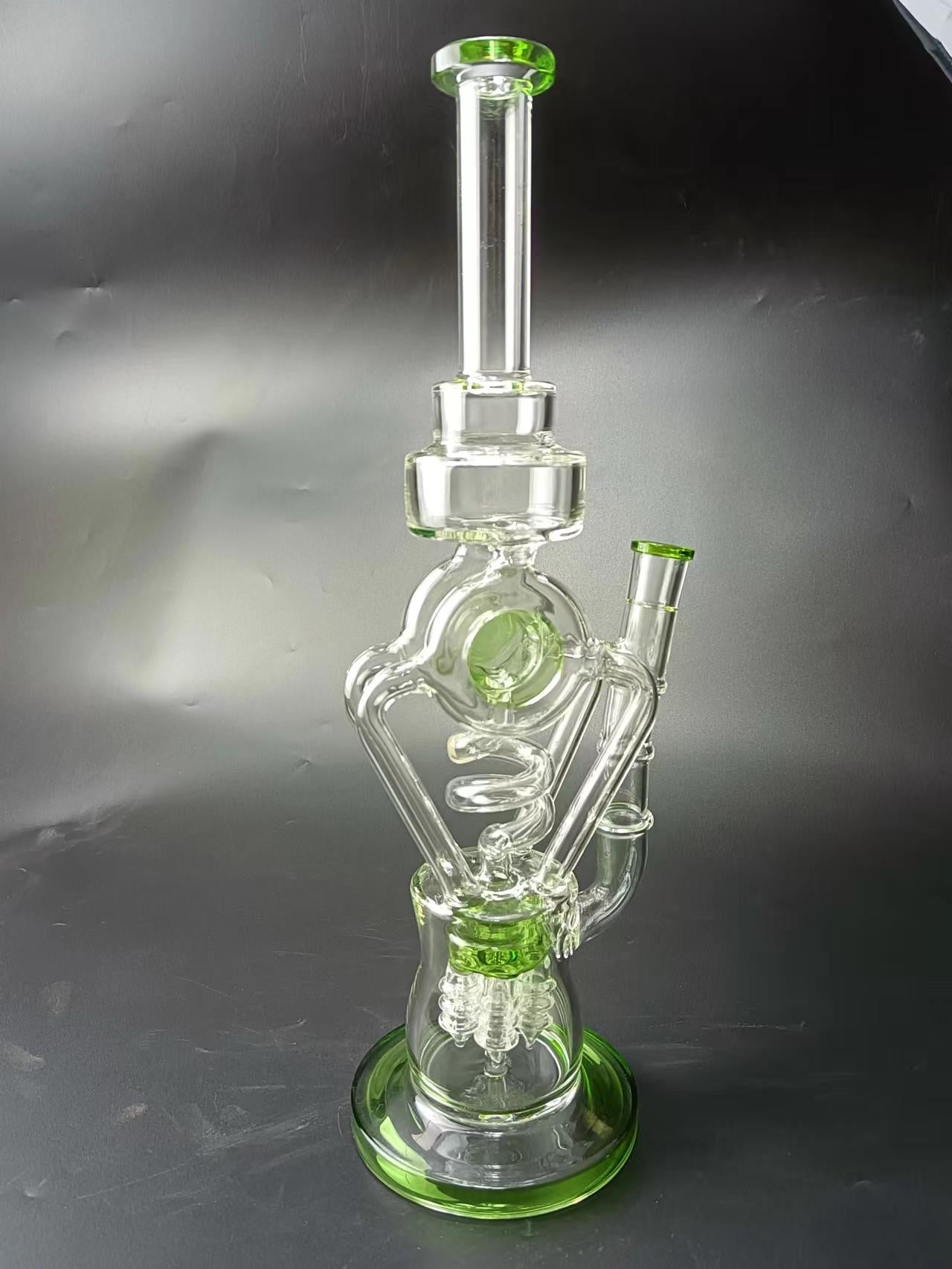 15 Gourd Perc Recycler Glass Bong
