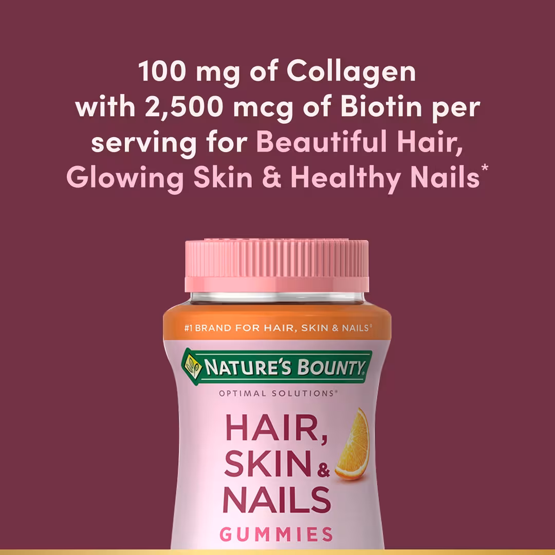 Nature's Bounty  Tropical Citrus Hair, Skin & Nails Collagen & Biotin Gummy Vitamins