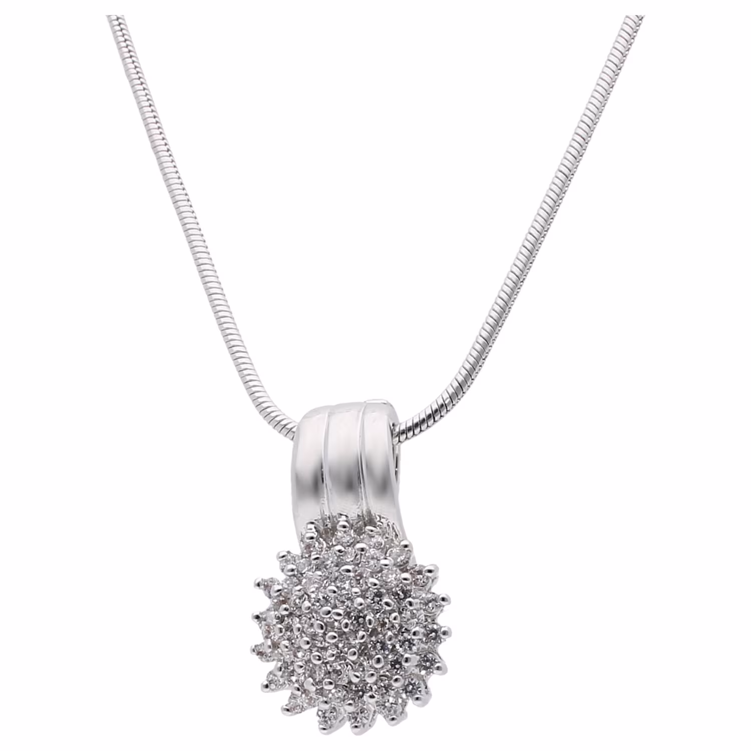 Kette Blüte mit Zirkonia Steinen, Messing rhodiniert