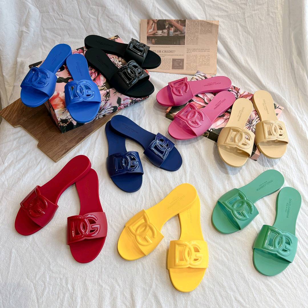 Dolce Gabbana DG Rubber flat Sandals Slide