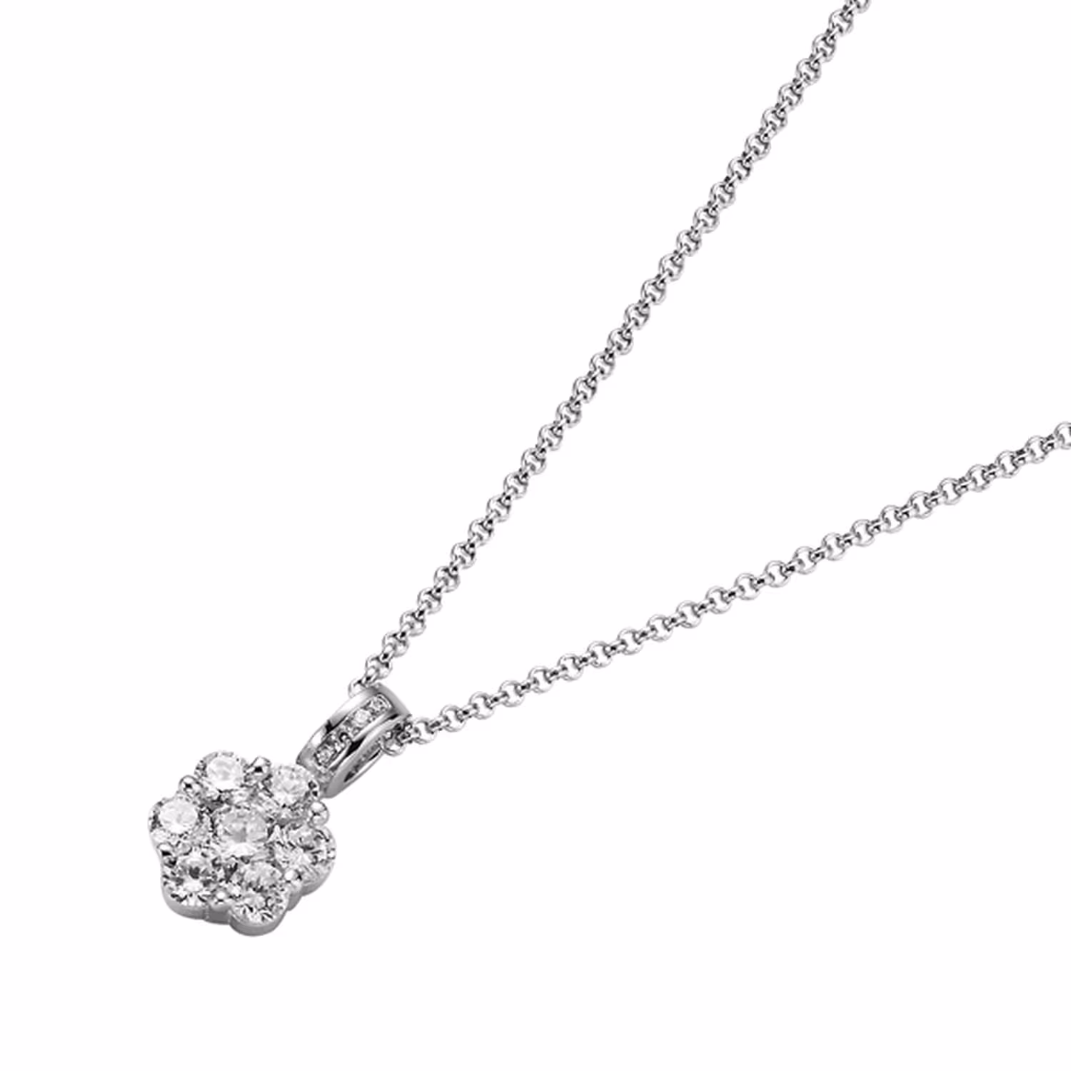 Kette mit Blütenanhänger, Silber 925