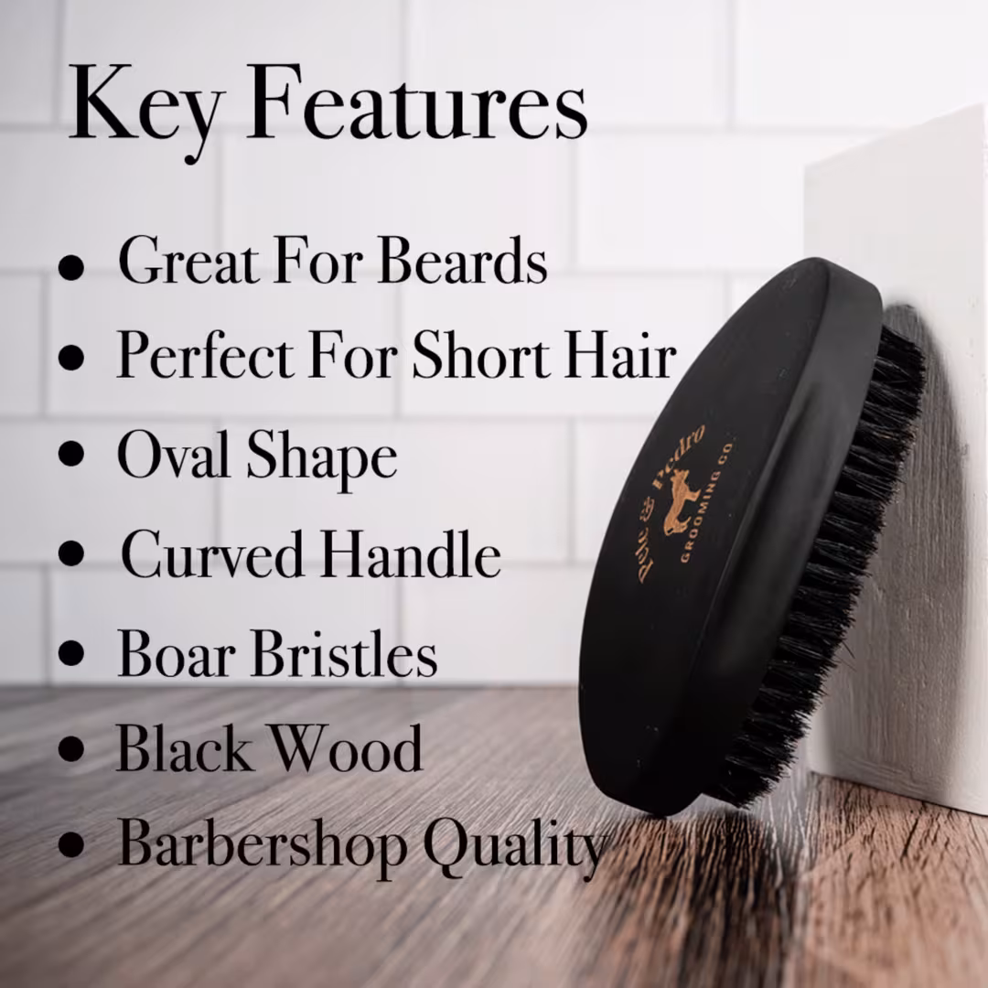 Pete & Pedro  Oval Military Boar Bristle Hair & Beard Brush