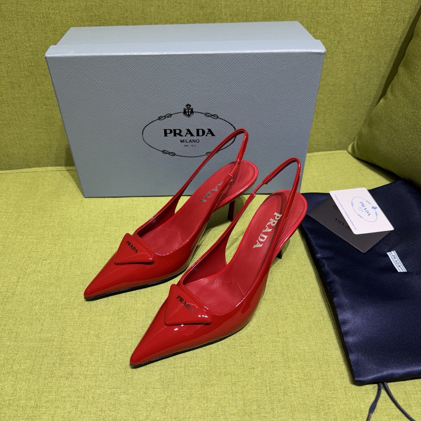 Prada Patent Leather Slingback Heeled Pumps