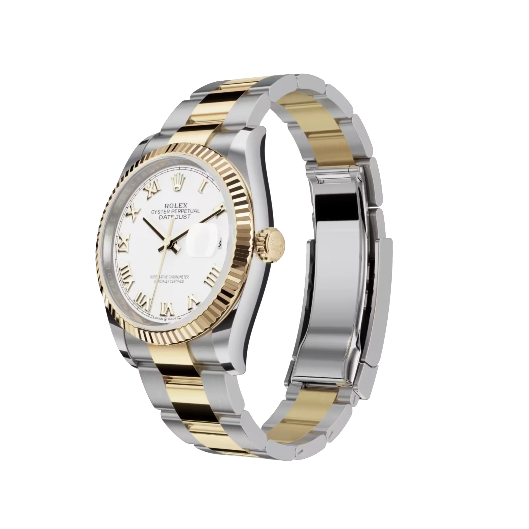 Rolex Datejust: Oystersteel and yellow gold, white dial, Oyster bracelet, m126233-0030