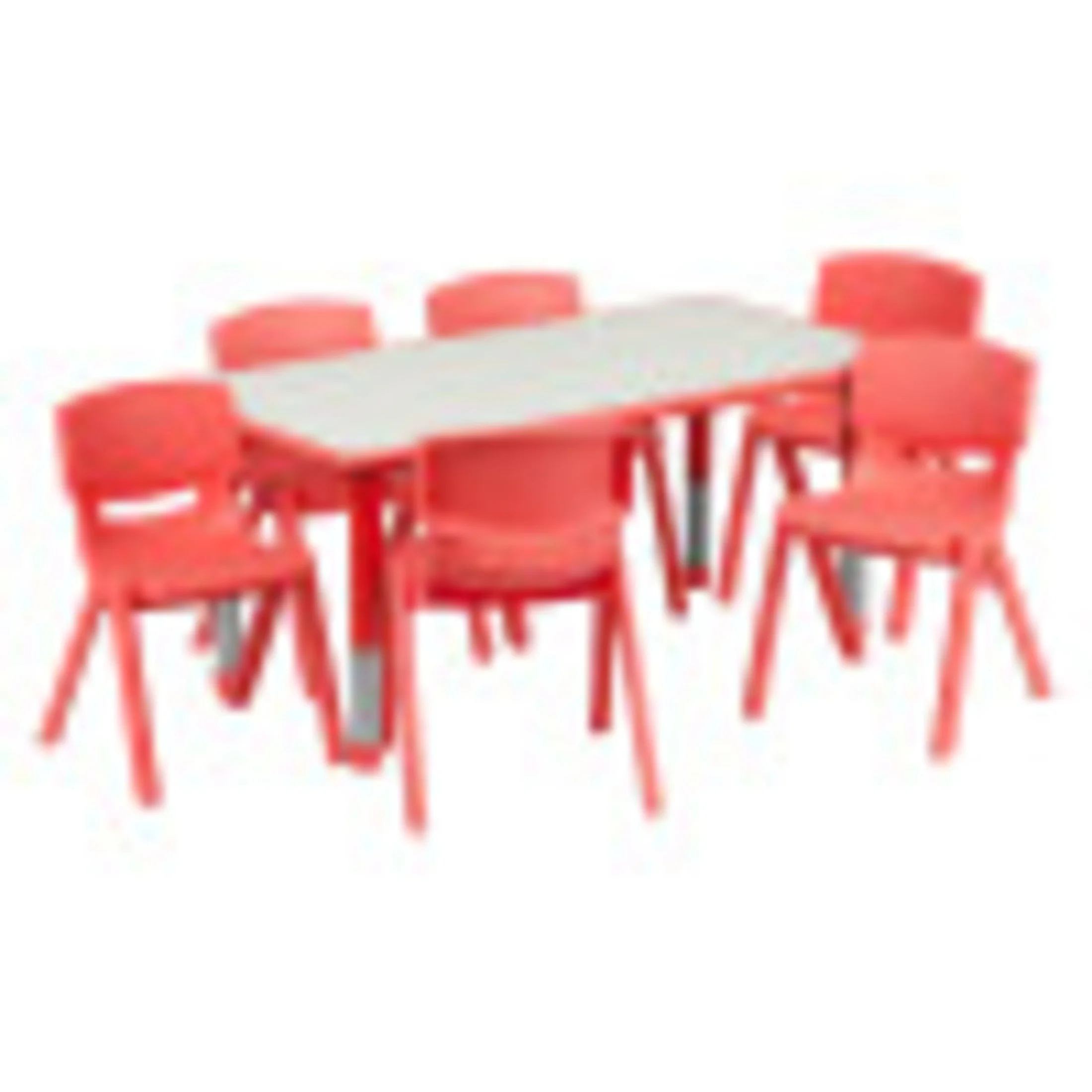 Flash Furniture Emmy Adjustable Classroom Activity Table for Kids with 6 Chairs, Red/Gray