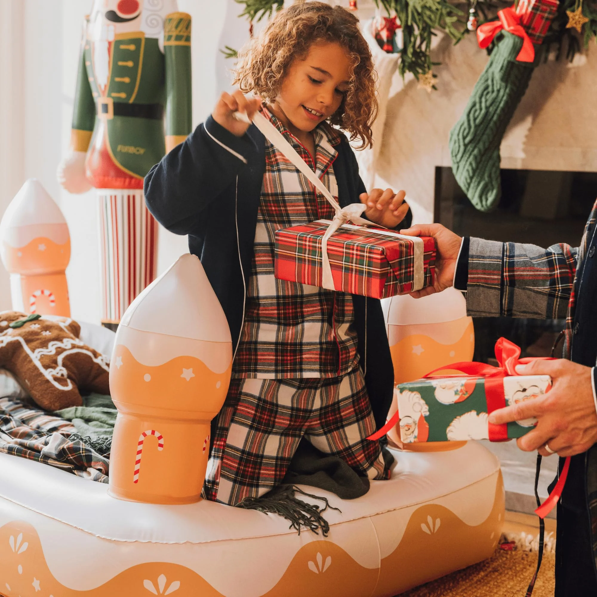 Gingerbread House Holiday Sleepover Travel Bed & Air Mattress. Perfect for Sleepovers. Includes Carrying Storage Bag, Twin
