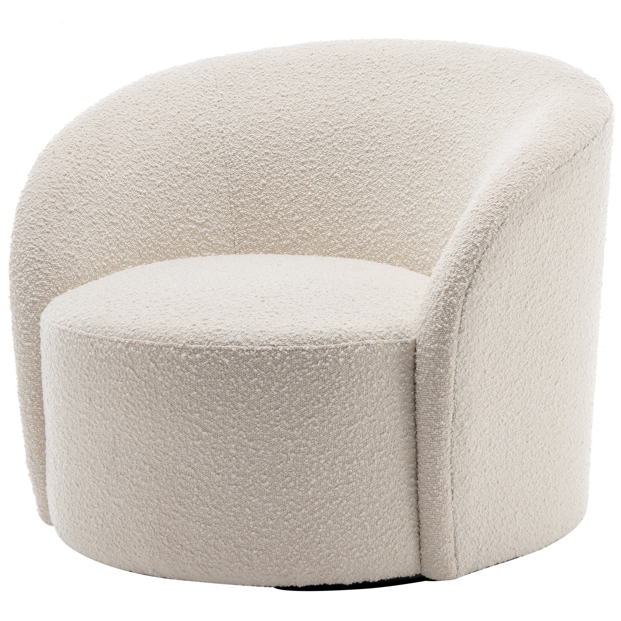 34" W Mid Century Modern Swivel Barrel Chair, Round Upholstered Boucle Swivel Accent Chairs, No Assembly Sofa Chair for Living Room Bedroom Reading Apartment Lounge Nursery(Cream)