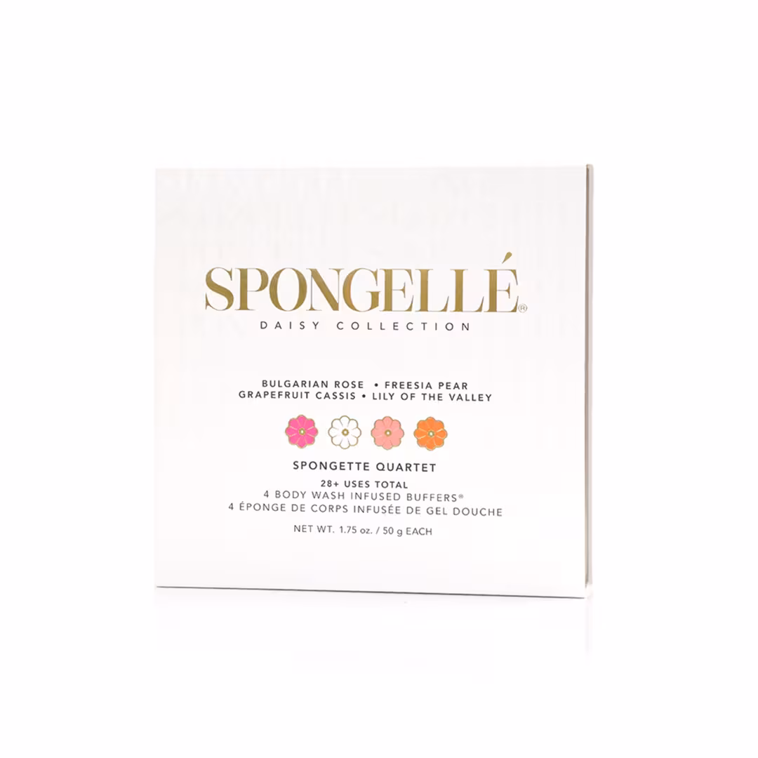 SPONGELLE  Spongette Quartet Gift Set 1 | 4 Body Wash Infused Buffers | Travel Size