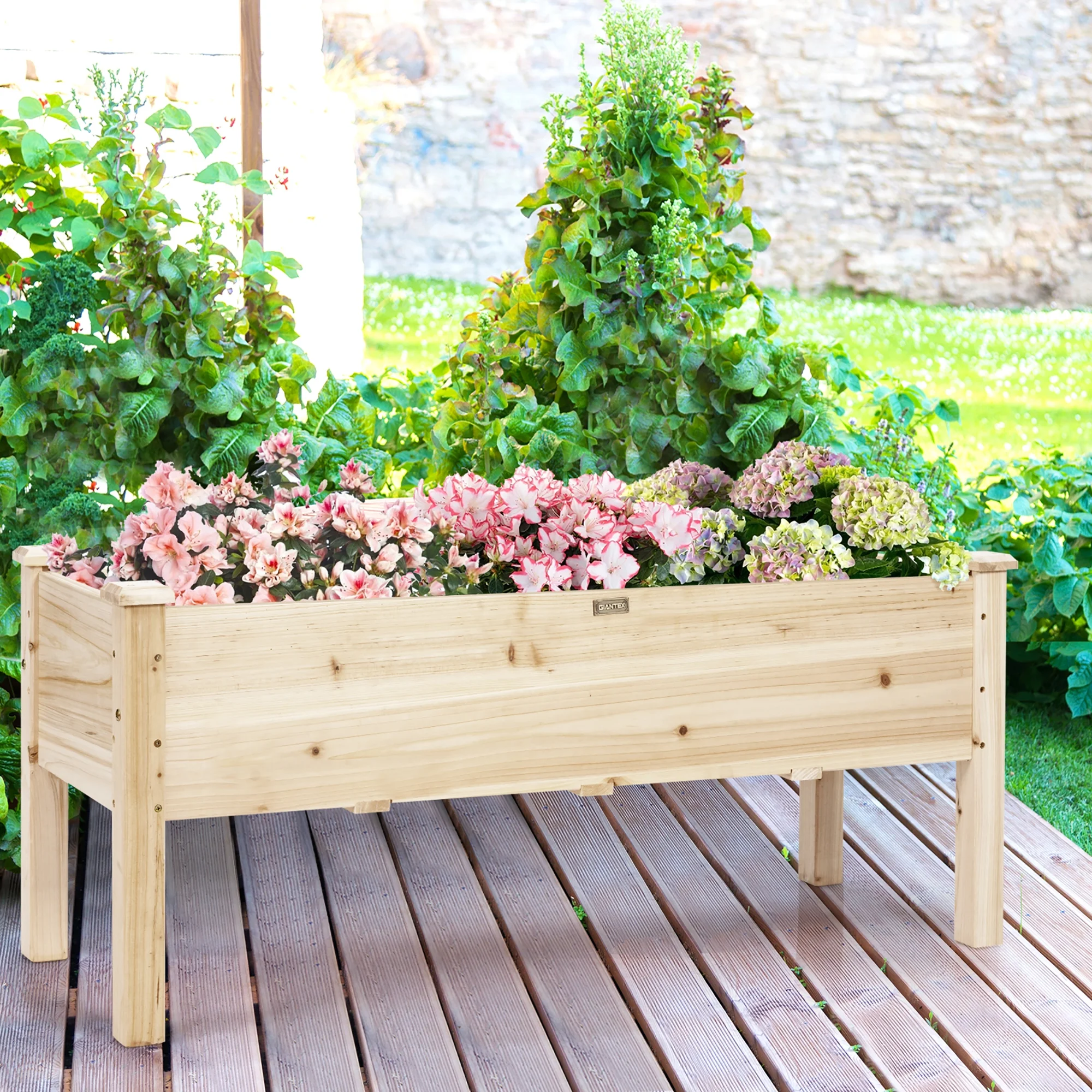 Costway Raised Garden Bed Elevated Planter Box Wood for Vegetable Flower Herb