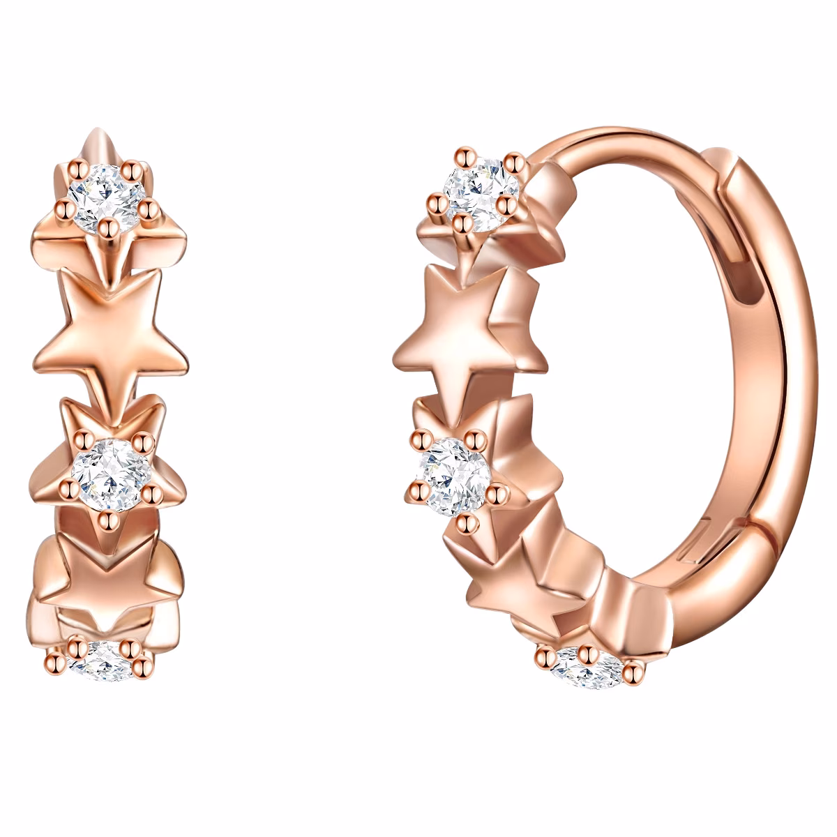 Creolen Sterne Sterling Silber Zirkonia in Roségold