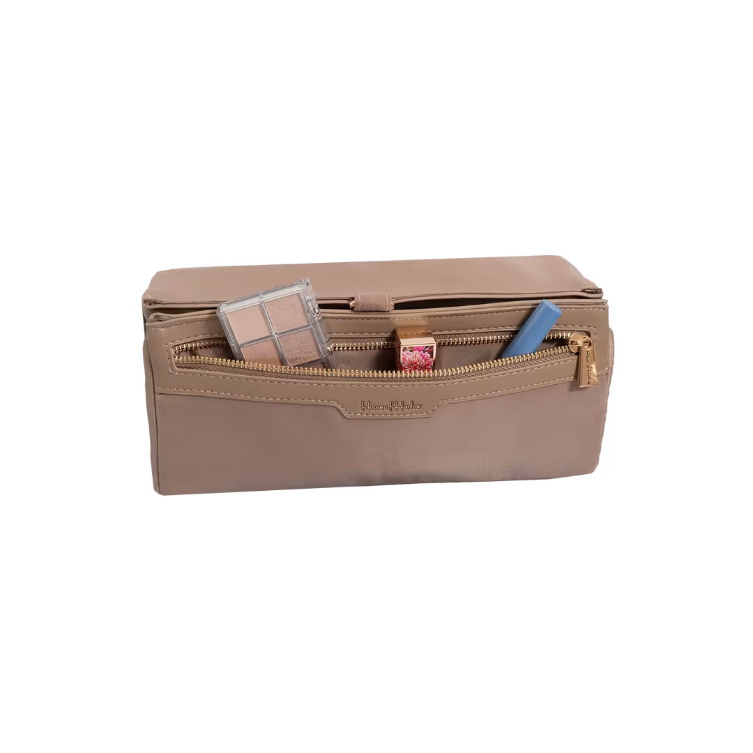 House of Harlow 1960  The Twill Nylon Double Compartment Hanging Toiletry Case