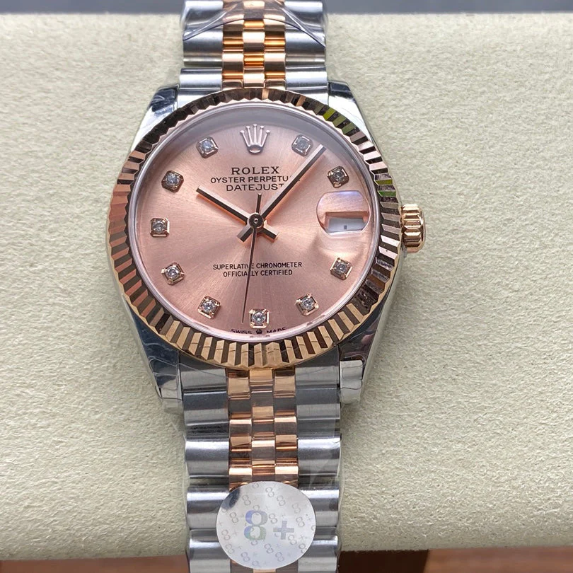Rolex Watch Datejust 31mm Pink Gold Steel Salmon Dial Diamond Numerals