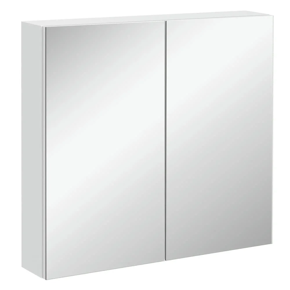 Topcobe Bathroom Mirrored Cabinet, 24"x22" Steel Frame Medicine Cabinet, Wall-Mounted Storage Organizer with Double Doors, Modern Furniture for Bathroom, White