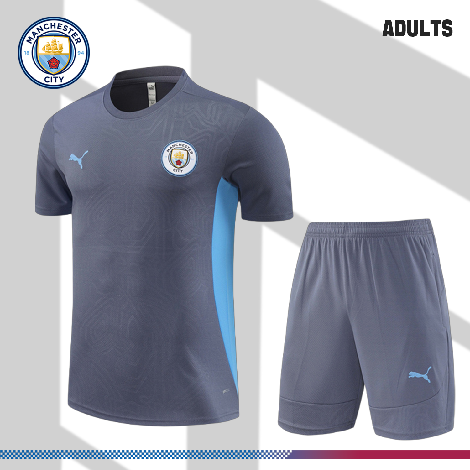 2024/2025 Manchester City Dark Gray Adult Short Sleeve Training Wear (Adult Kit)