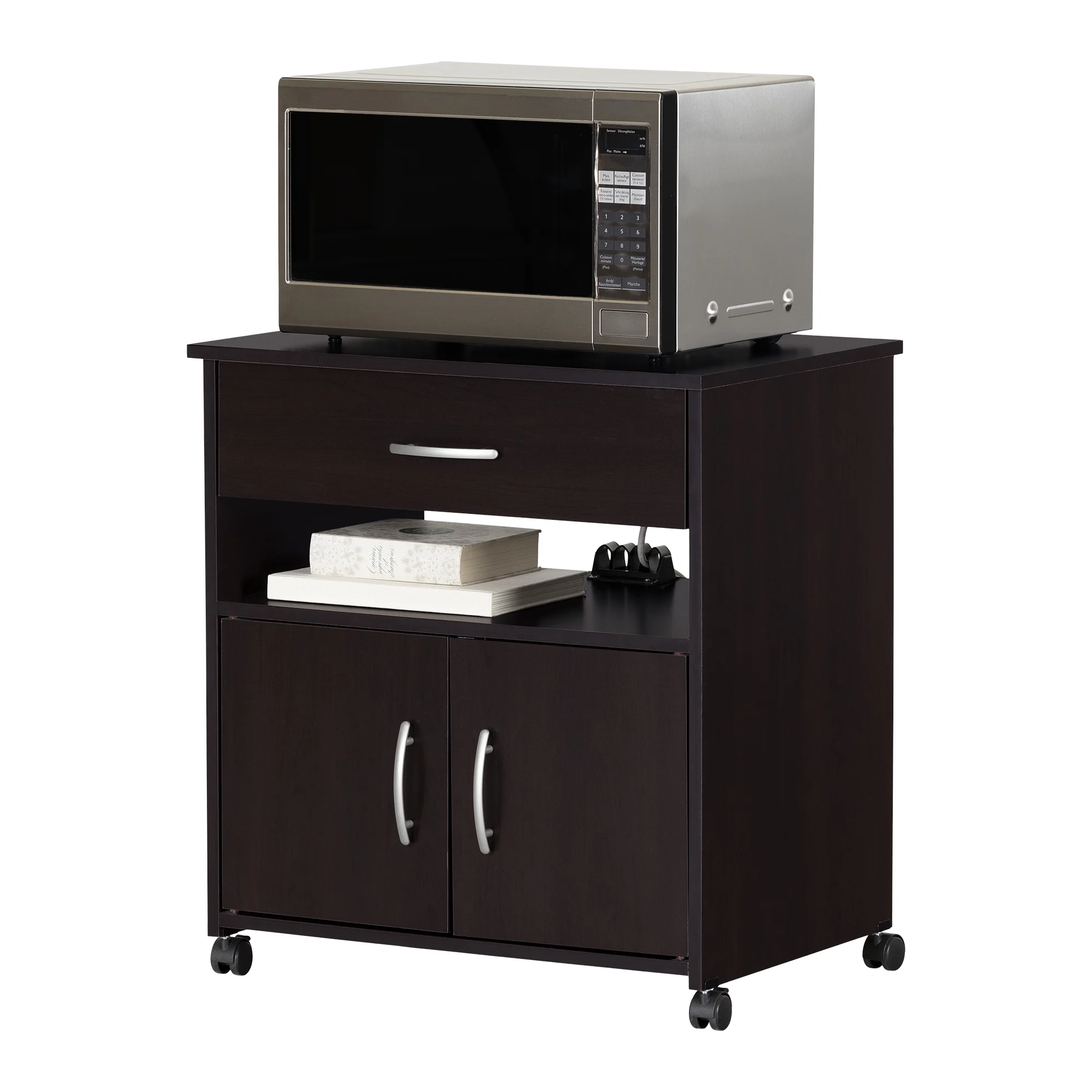 South Shore Smart Basics Microwave Cart on Wheels, Multiple Finishes