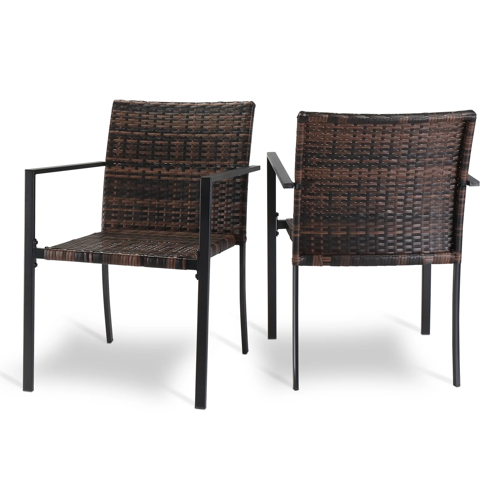 UBesGoo Set of 2 Wicker Chairs, Rattan Furniture Dining Chairs for Kitchen, Living Room, Wicker Conversation Bistro Chairs for Outdoor and Indoor, Brown