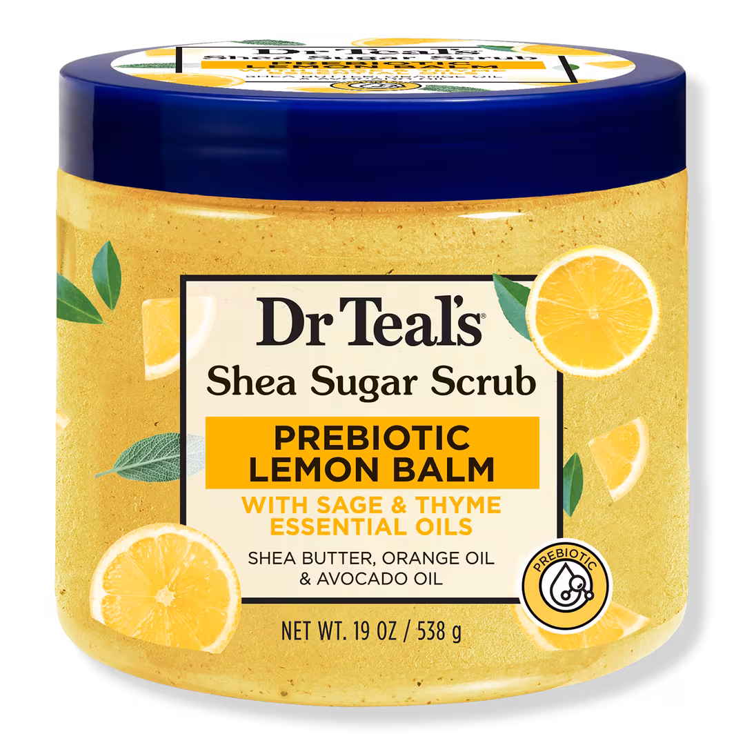 Dr Teal's  Shea Sugar Body Scrub with Prebiotic Lemon Balm and Essential Oils
