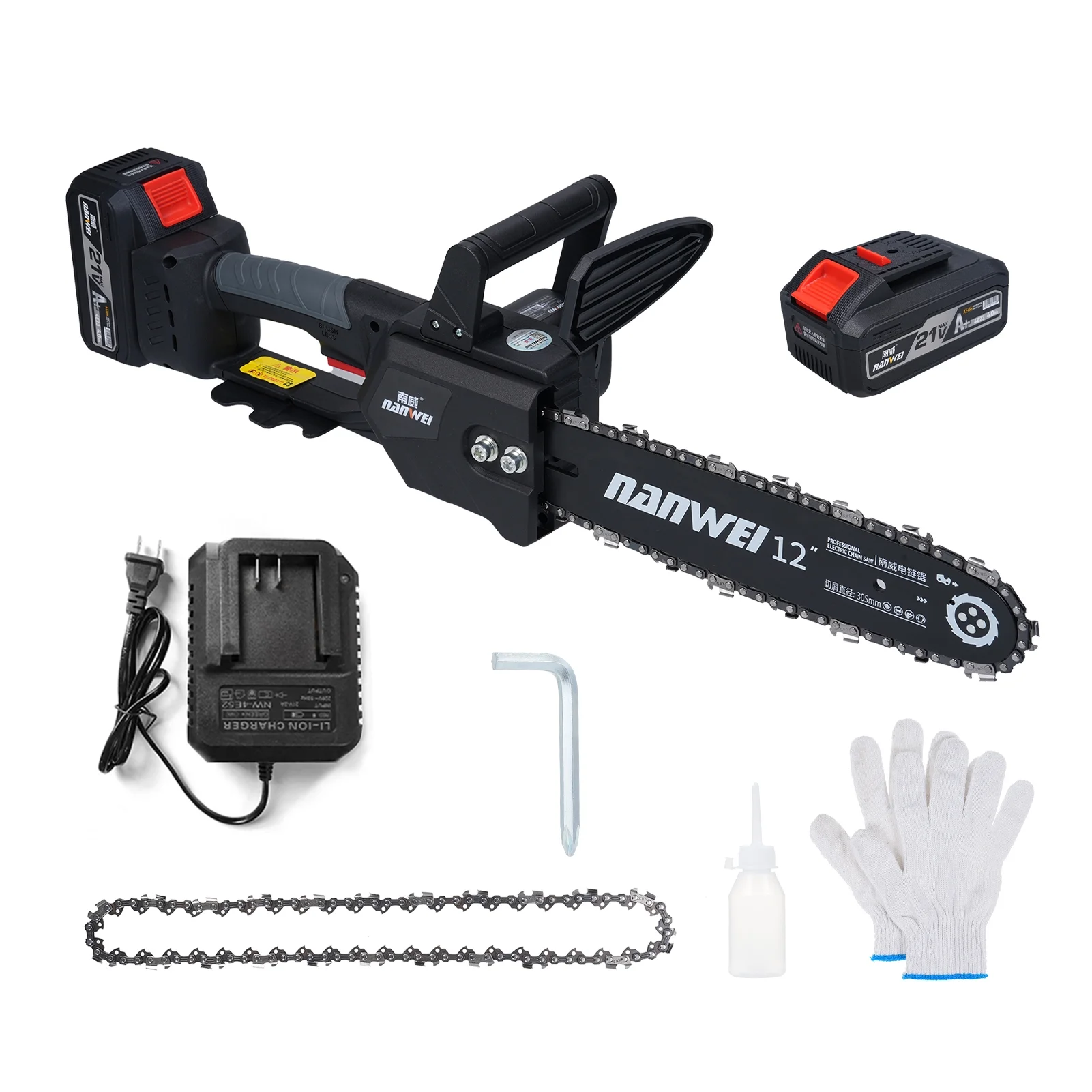 Chainsaw 12inch Cordless Chainsaw Electric Chainsaw 21V 4000mah Battery Safety Lock Battery Operated Saw With Brushless Motor For Cutting Trees Garden Pruning