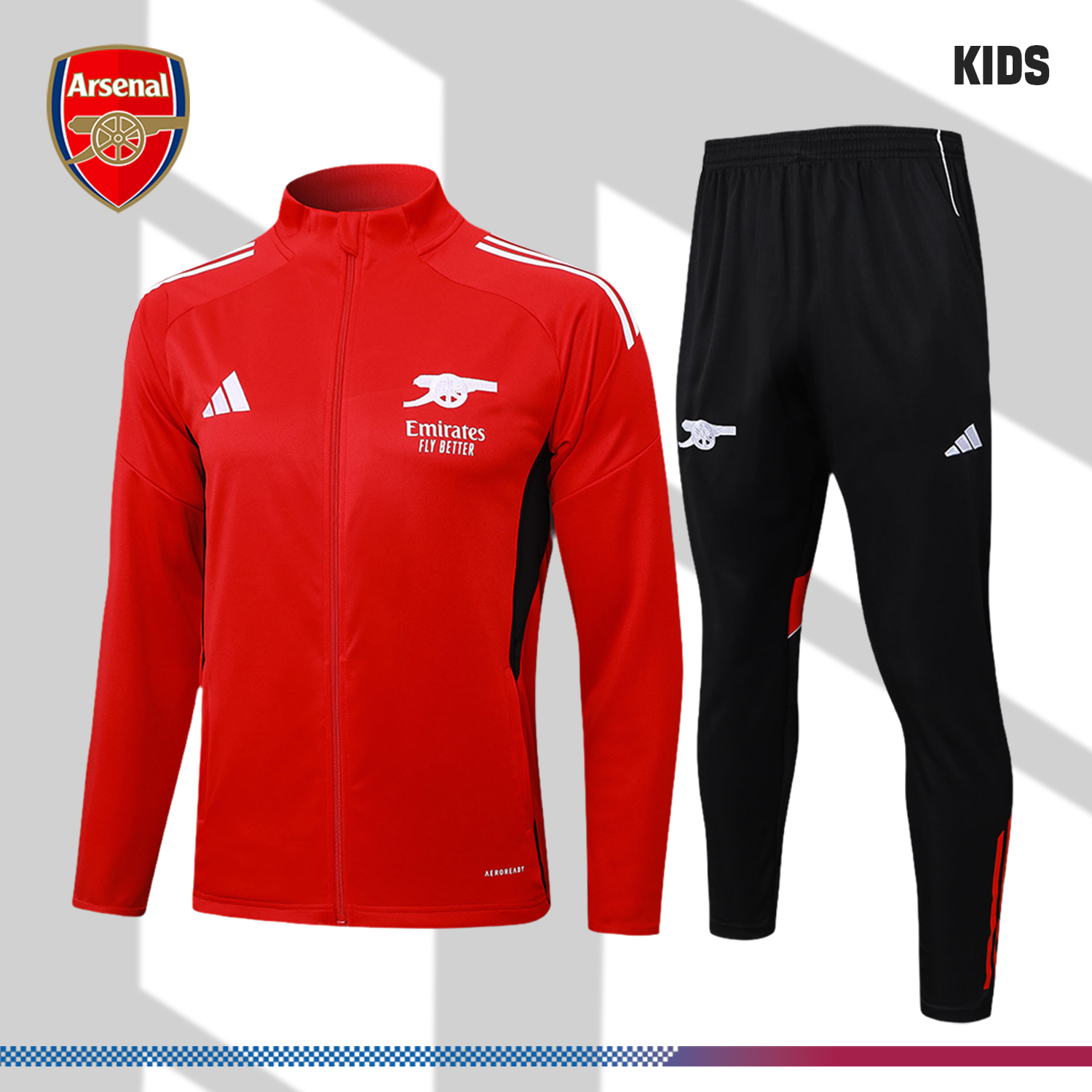 2025/2026 Arsenal Red Kids Full Zip Training Wear (Kids Kit)